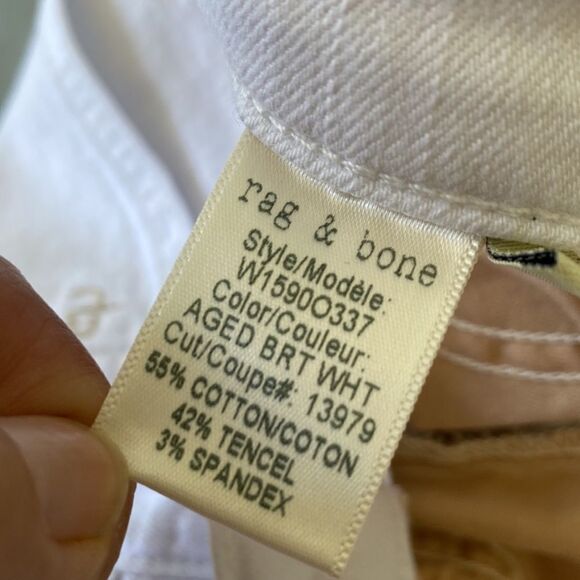 Rag & Bone Womens Aged Bright White The Dre Slim Boyfriend Stretch Jean Sz 26 - Picture 15 of 16
